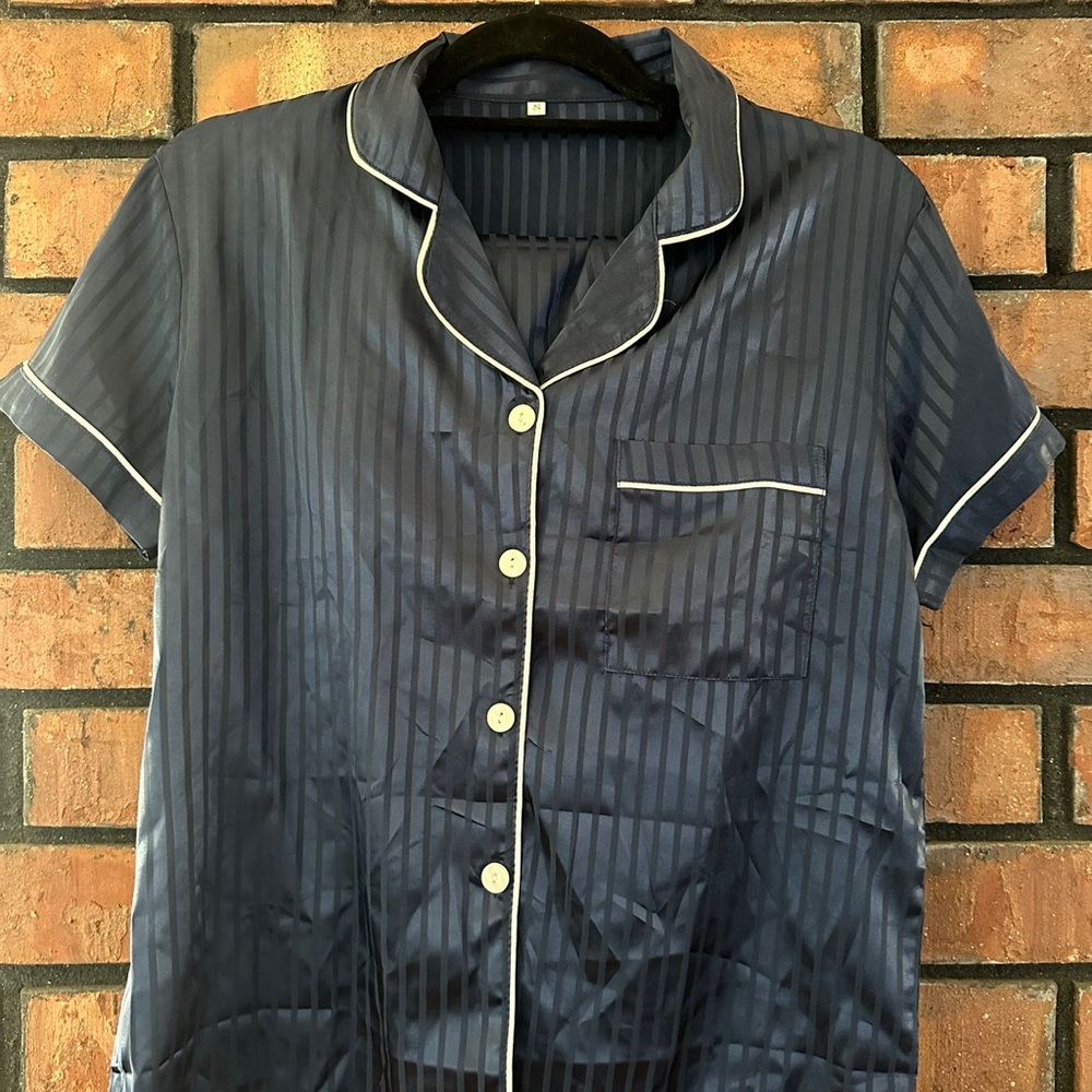 Shein Navy Satin Short Pajama Set